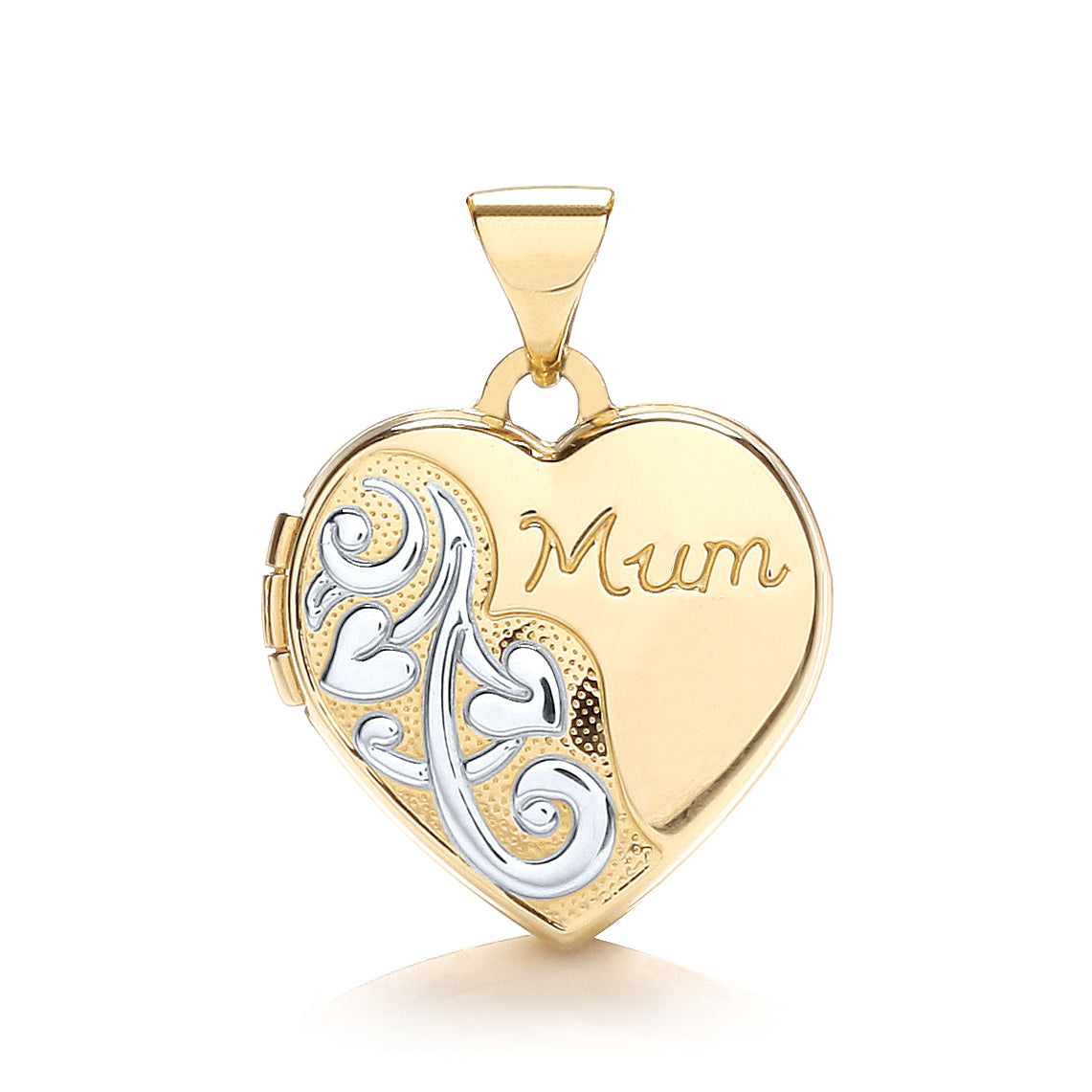 9ct White & Yellow Gold Heart Shape Mum Locket