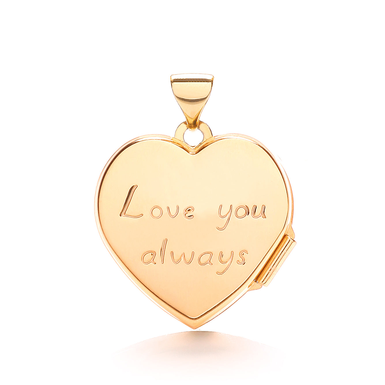 9ct Yellow Gold Heart Double Sided Locket (Love You & design)