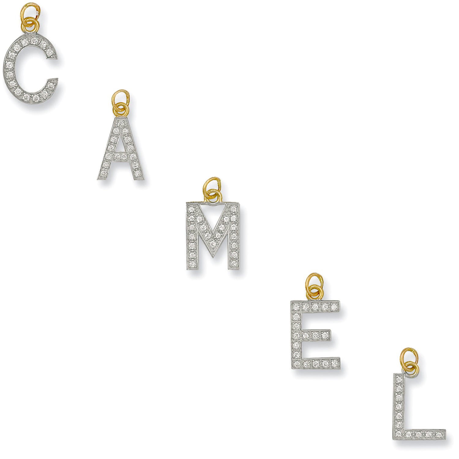 9ct Yellow Gold Medium Cubic Zirconia Initial Pendants