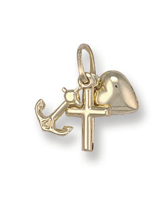 9ct Yellow Gold Faith Hope & Charity Pendant