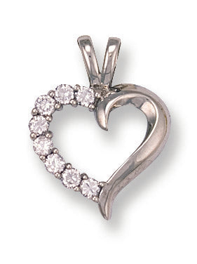 9ct White Gold Cubic Zirconia Heart Pendant