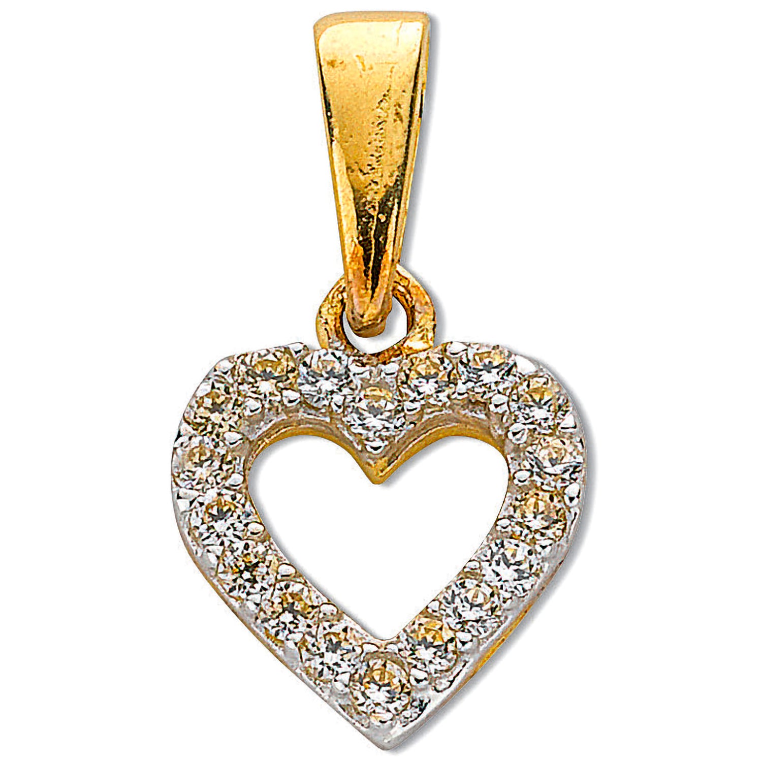 9ct Yellow Gold Cubic Zirconia Heart Pendant