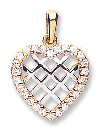 9ct Yellow Gold Cubic Zirconia Heart Pendant