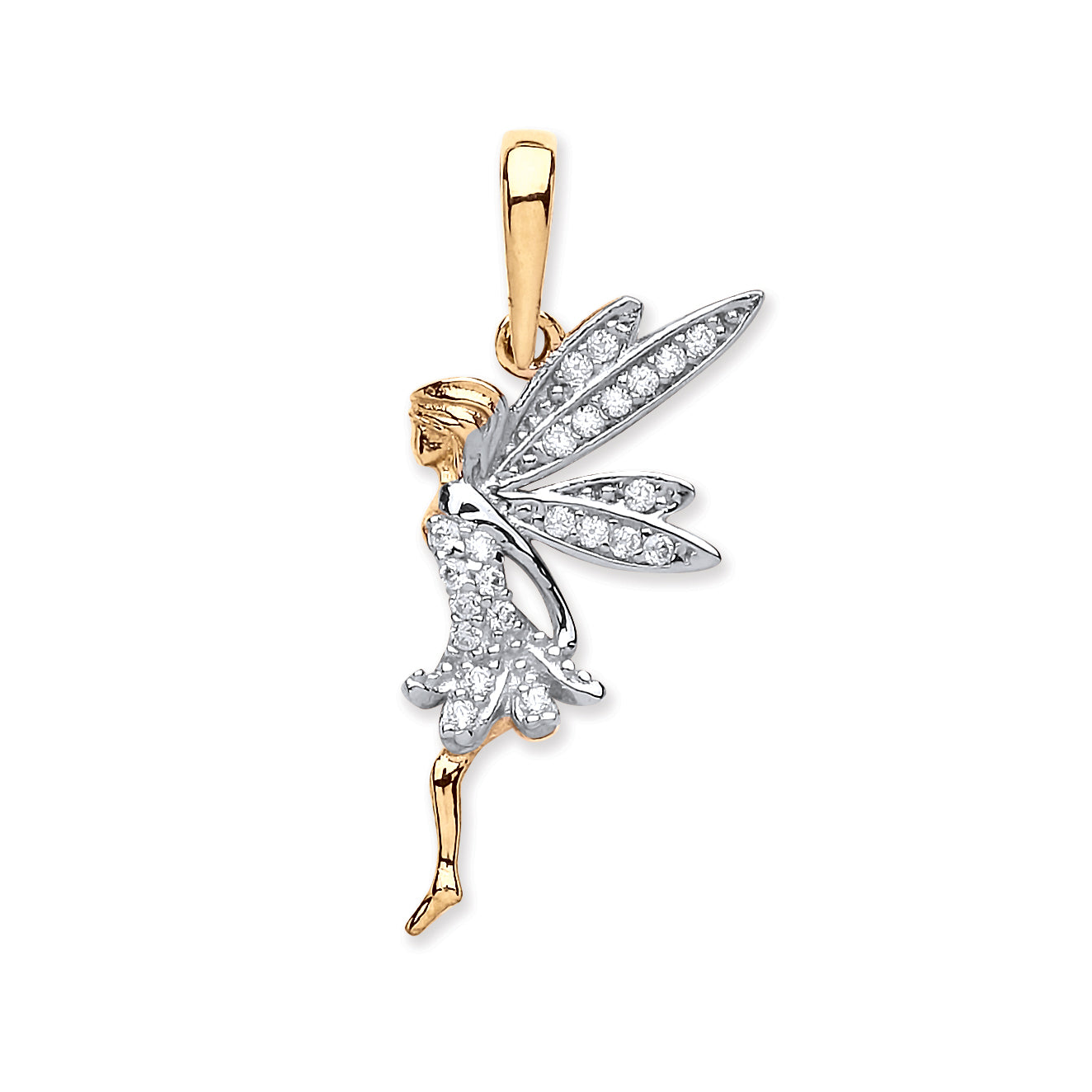 9ct Yellow Gold Cubic Zirconia Fairy Pendant