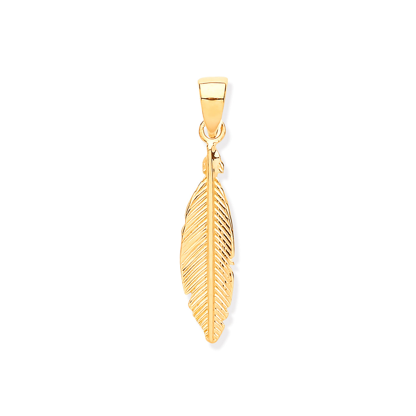 9ct Yellow Gold Feather Leaf Pendant