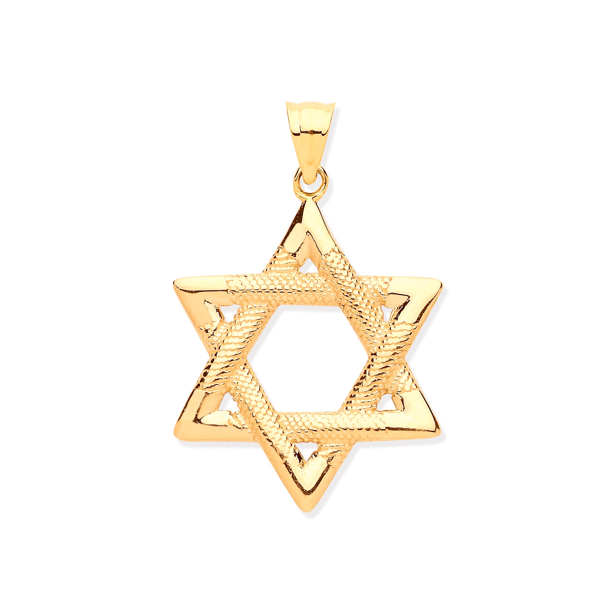 9ct Yellow Gold Star of David Large Pendant 28mm