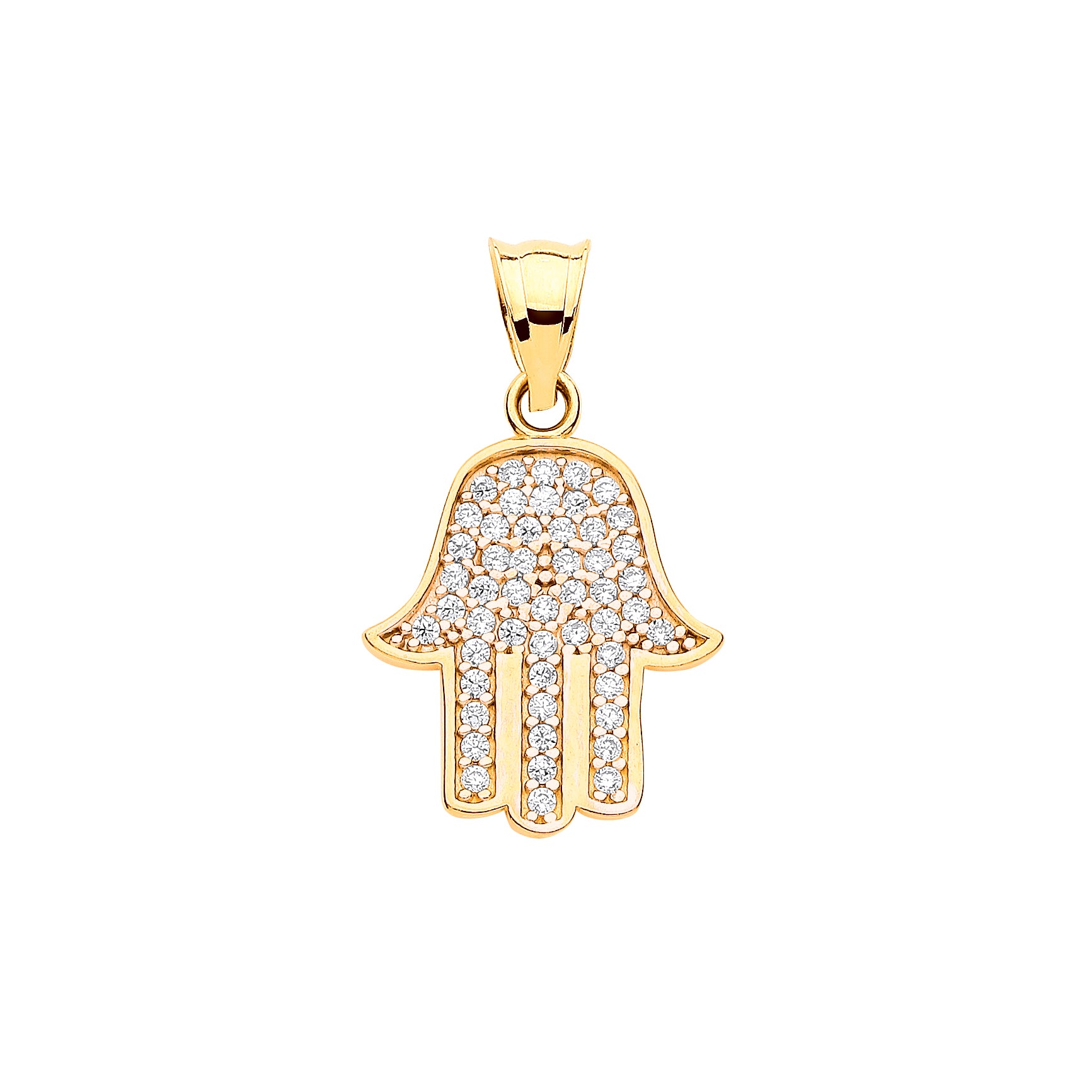 9ct Yellow Gold Cubic Zirconia Hamsa Pendant