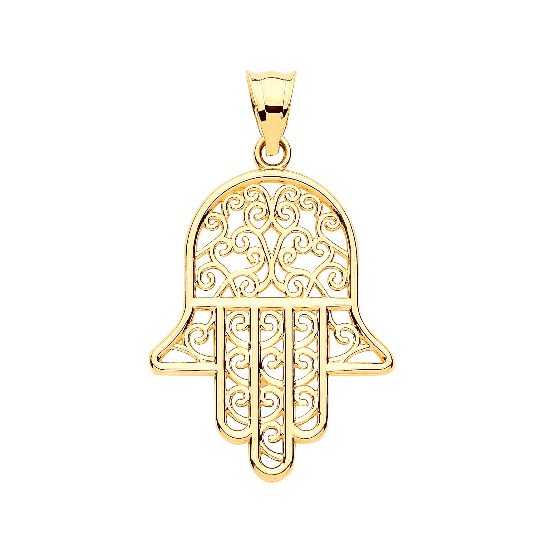 9ct Yellow Gold Filigree Hamsa Pendant