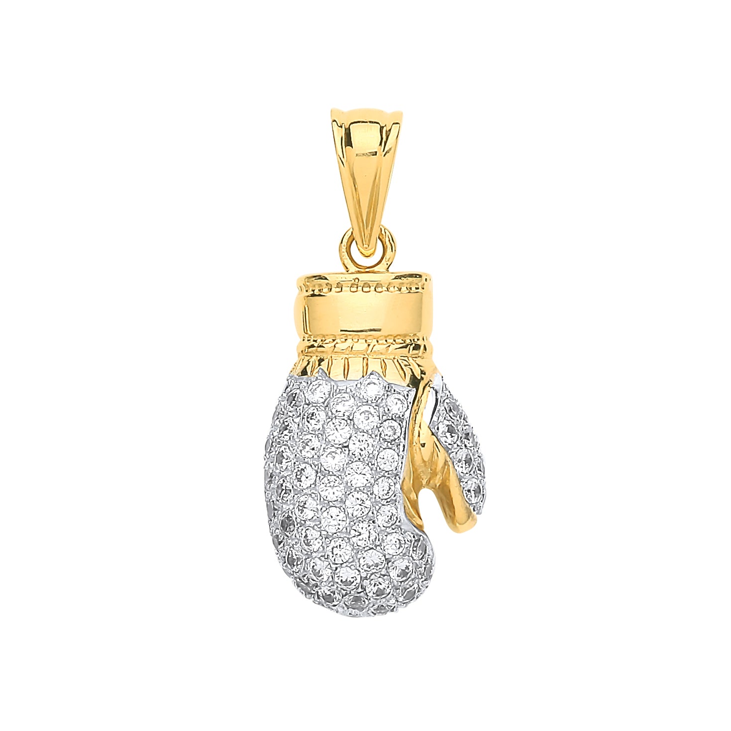 9ct Yellow Gold Cubic Zirconia Hollow Boxing Glove Pendant