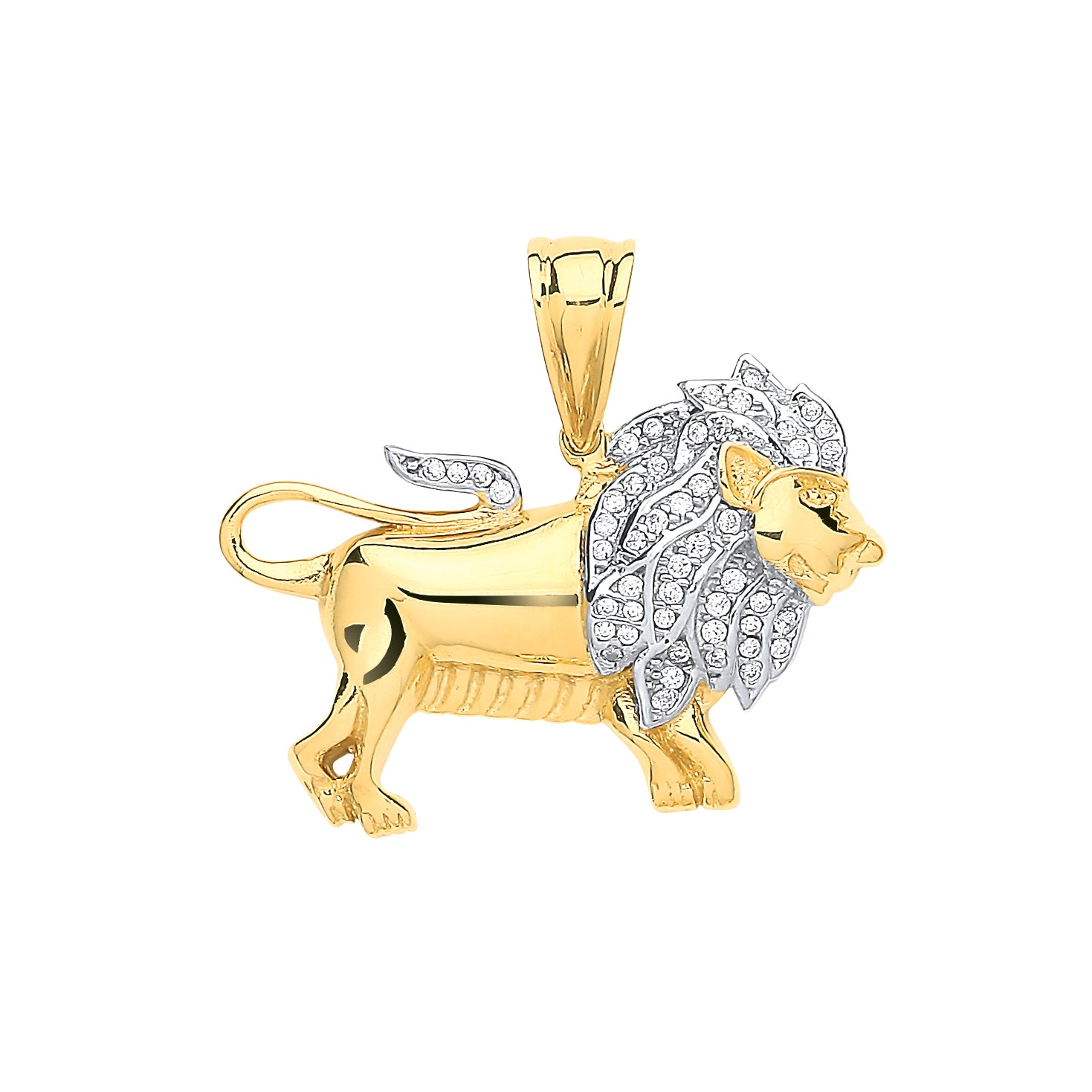 9ct Yellow Gold Cubic Zirconia Lion Pendant