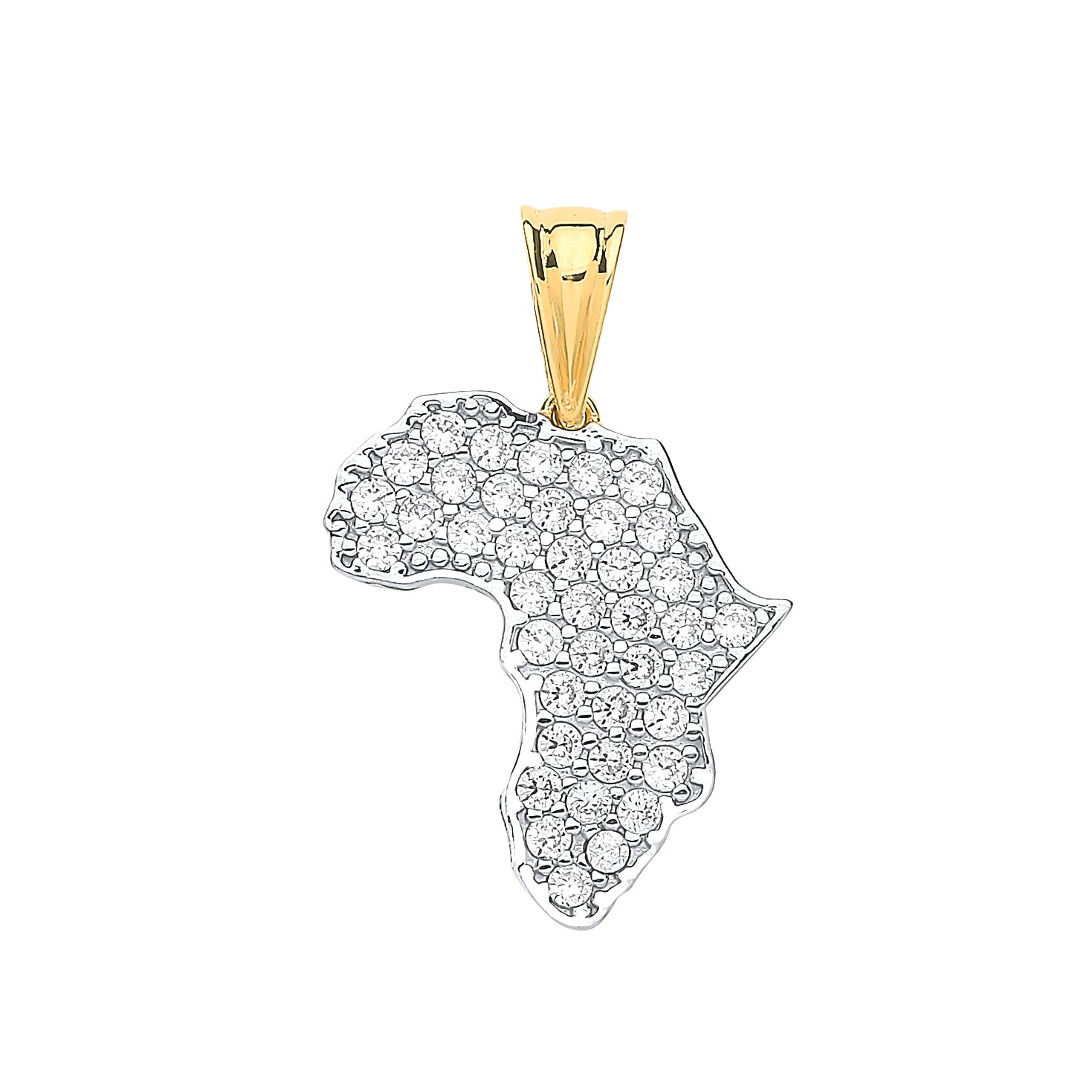 9ct Yellow Gold Cubic Zirconia Africa Map Hollow Pendant