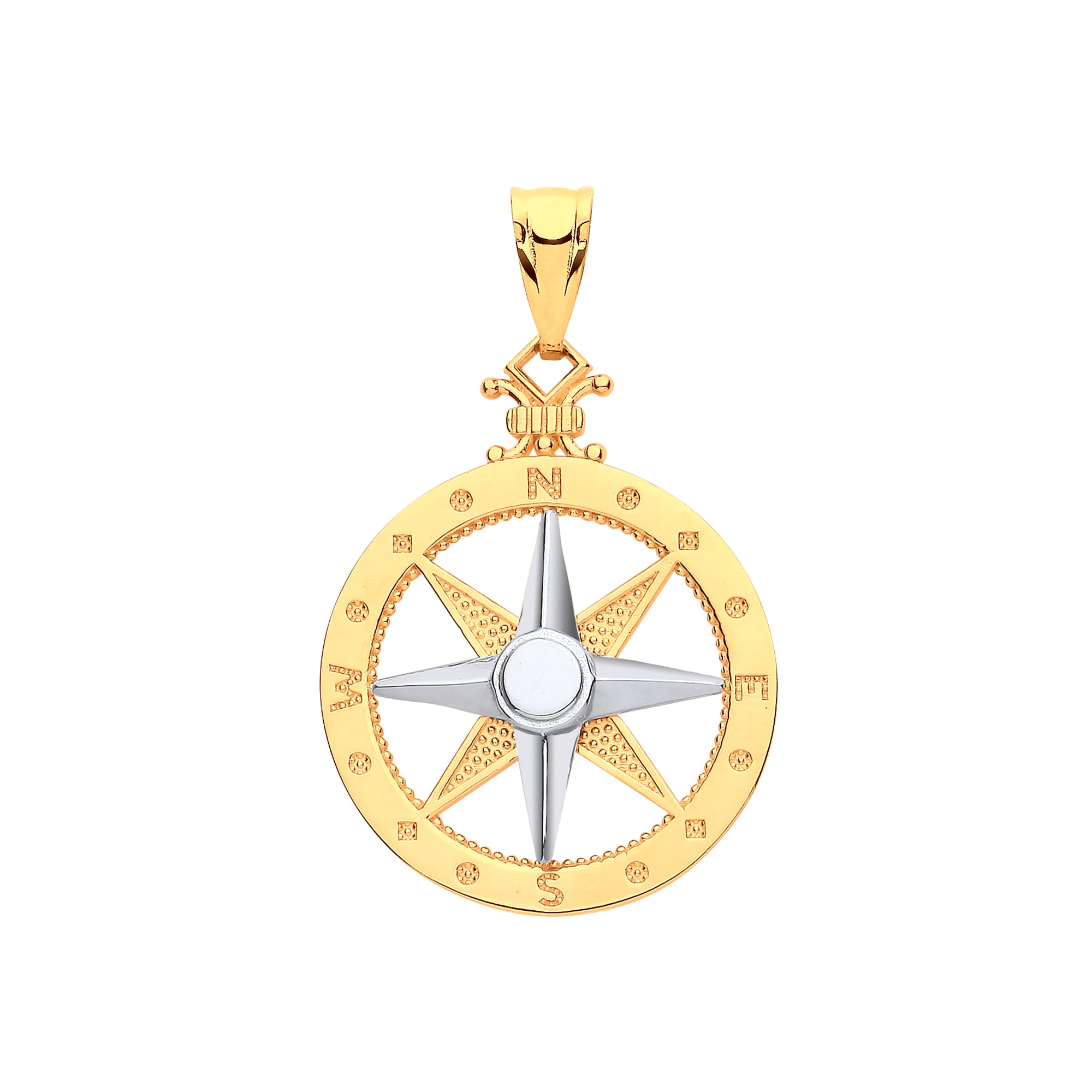 9ct Yellow, White Gold Compass Pendant