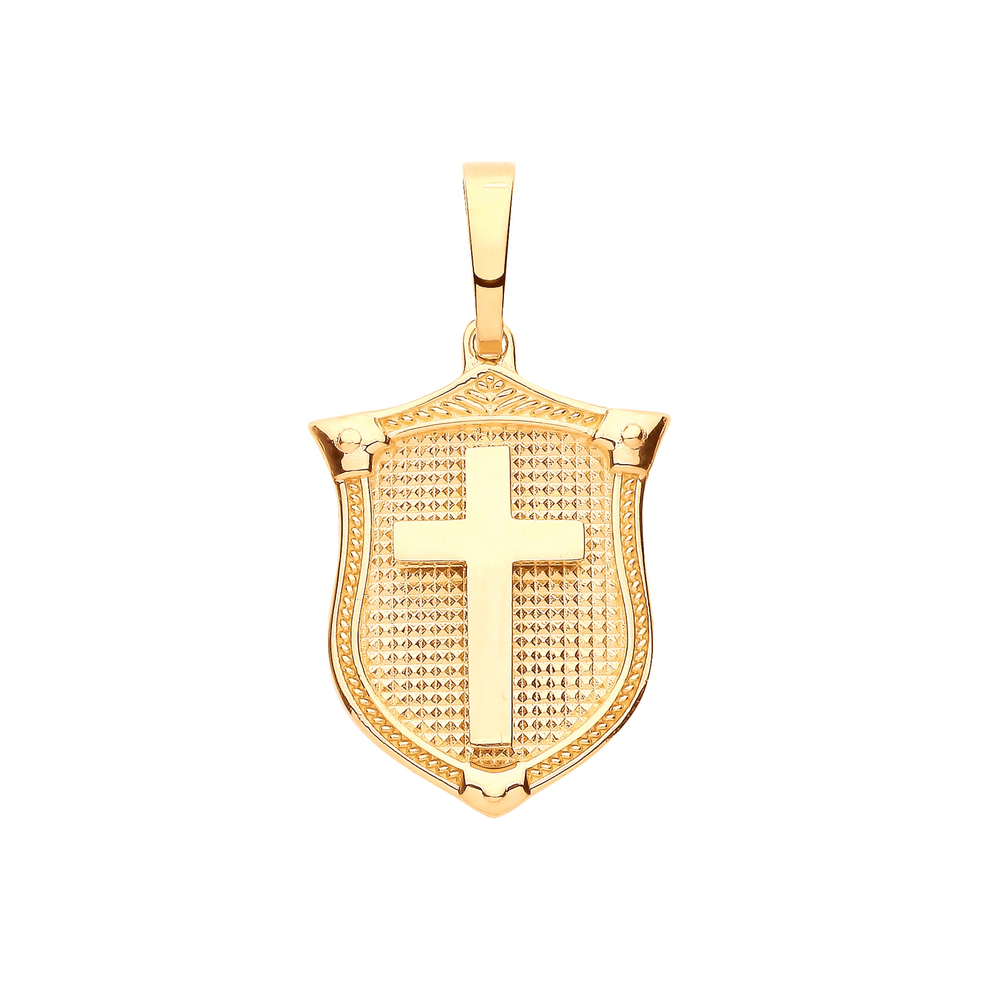 9ct Yellow White Gold Cross Shield Pendant