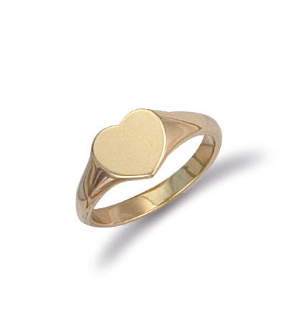 9ct Yellow Gold Heart Plain Maiden Signet Ring