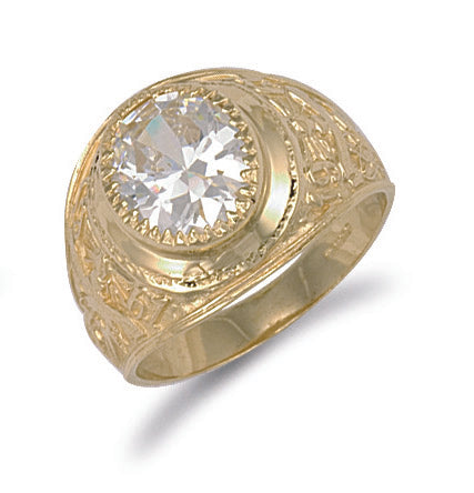 9ct Yellow Gold White Cz Stone College Ring