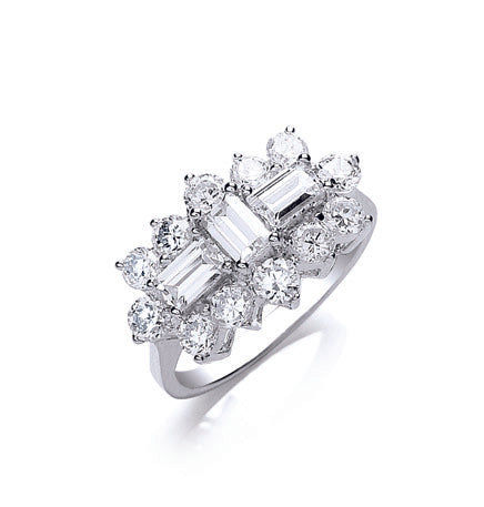 9ct White Gold Cz Boat Ring