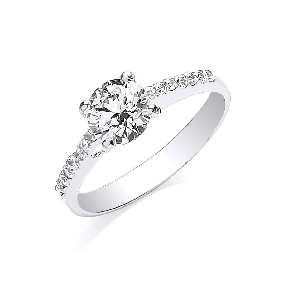 9ct White Gold Cz Solitaire Ring