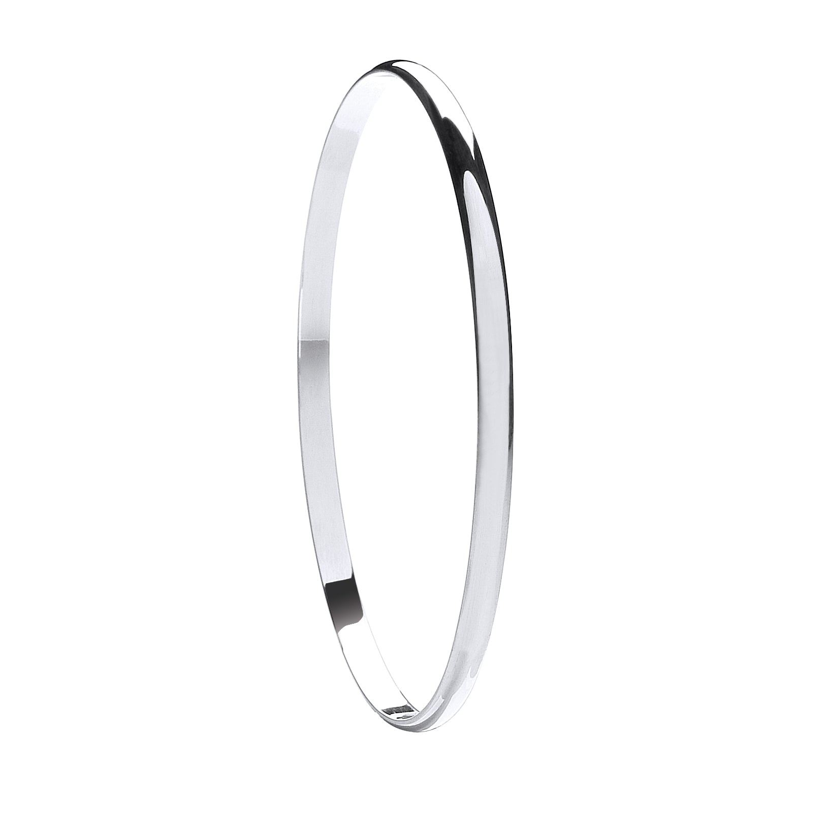 925 Sterling Silver 4mm D - Shaped Slave Bangle