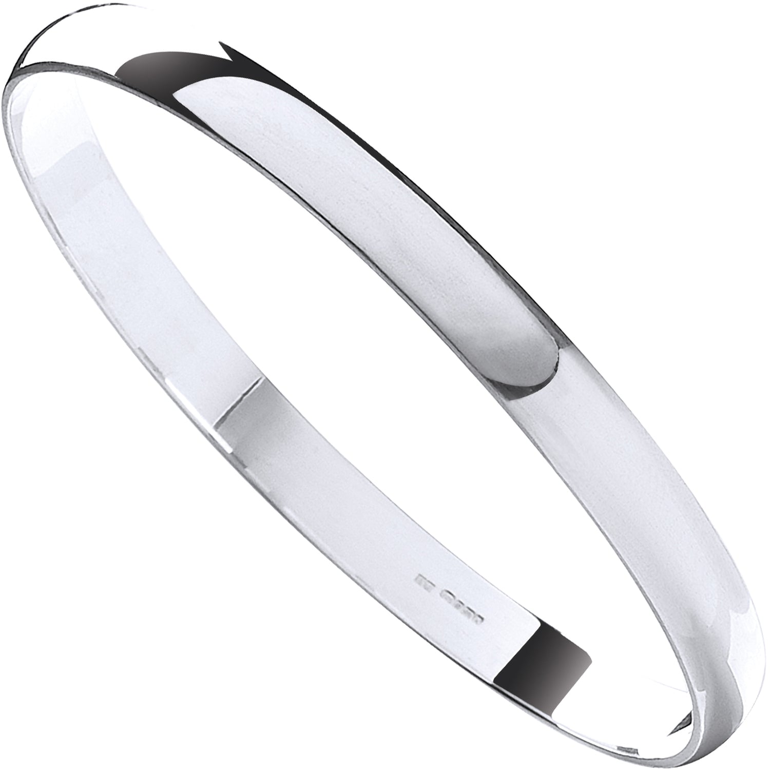 925 Sterling Silver 7mm D - Shaped Slave Bangle