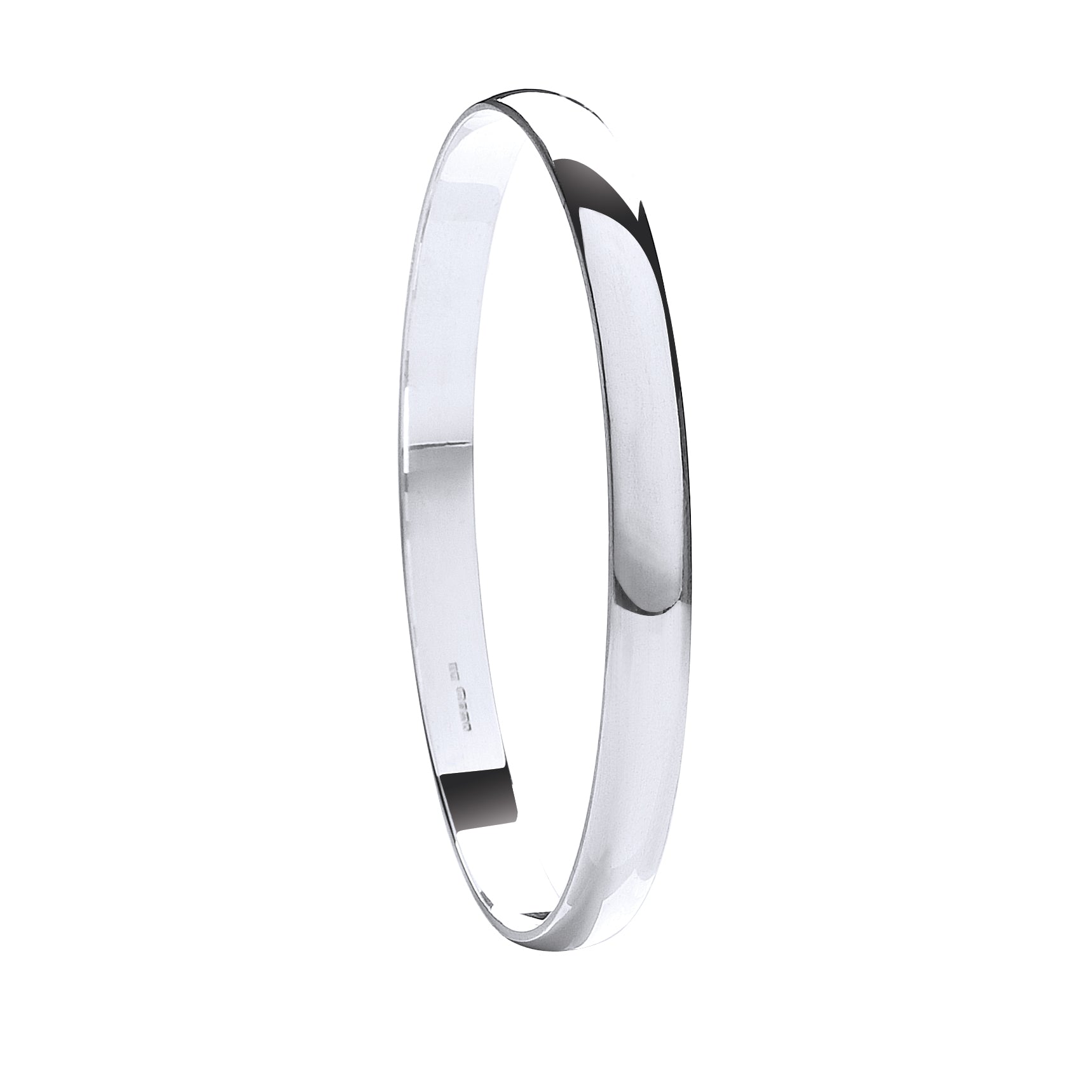 925 Sterling Silver 7mm D - Shaped Slave Bangle