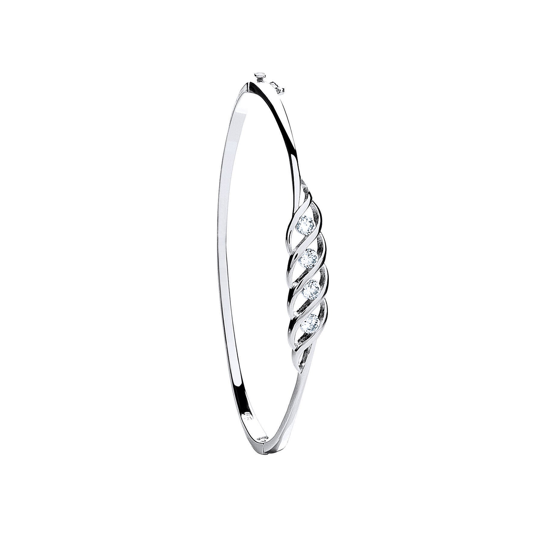 925 Sterling Silver Fancy Cz Bangle