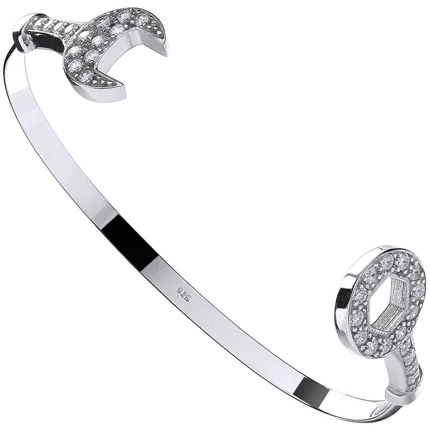 925 Sterling Silver Baby CZ Spanner Bangle