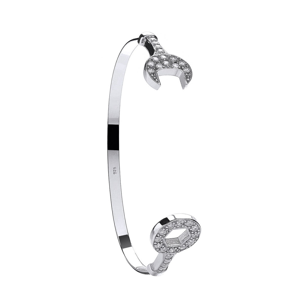 925 Sterling Silver Baby CZ Spanner Bangle