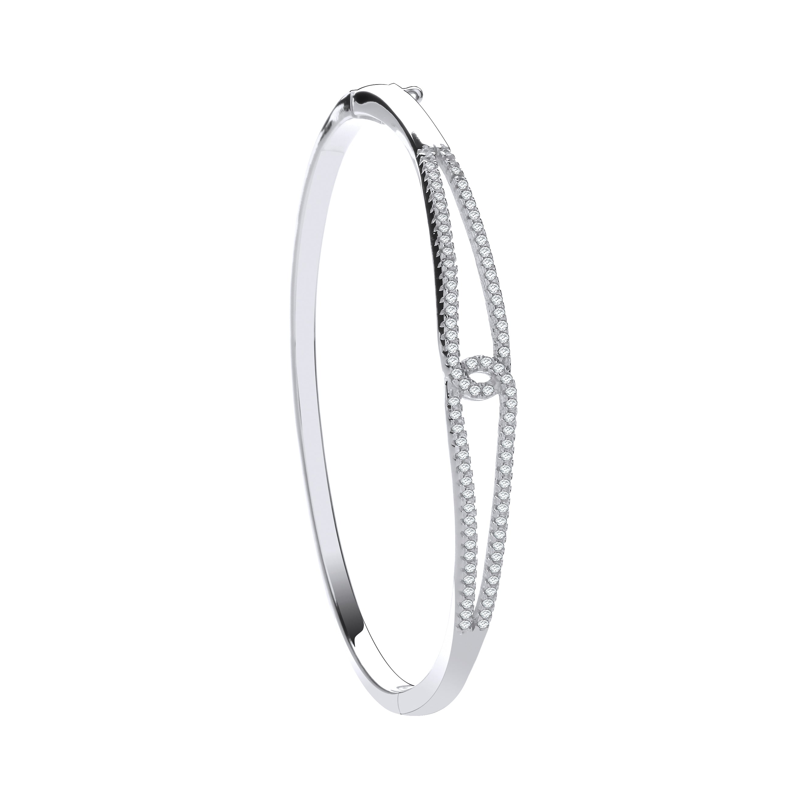 925 Sterling Silver Split Shank Cz Ladies Bangle