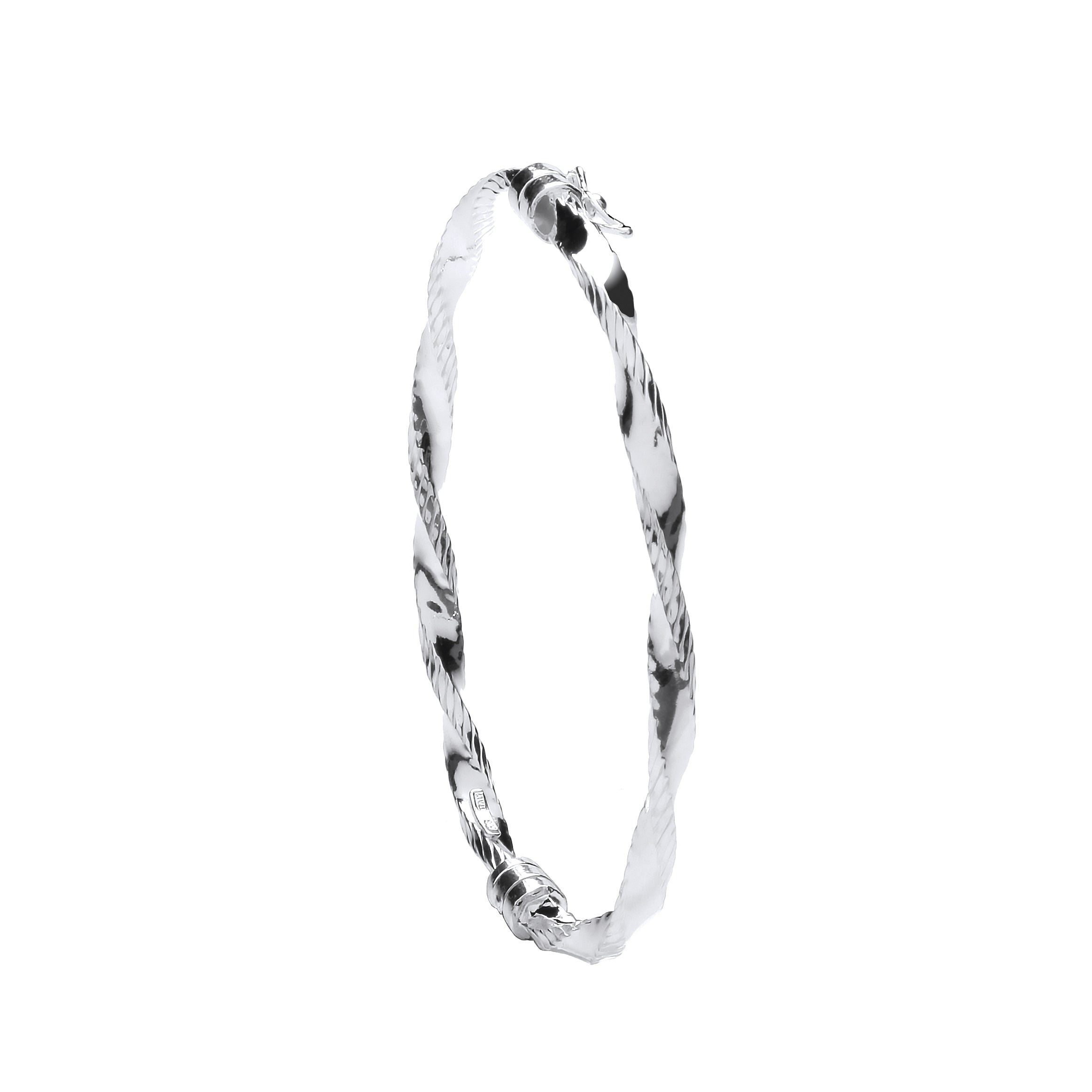 925 Sterling Silver Twisted Ribbed Edge Bangle