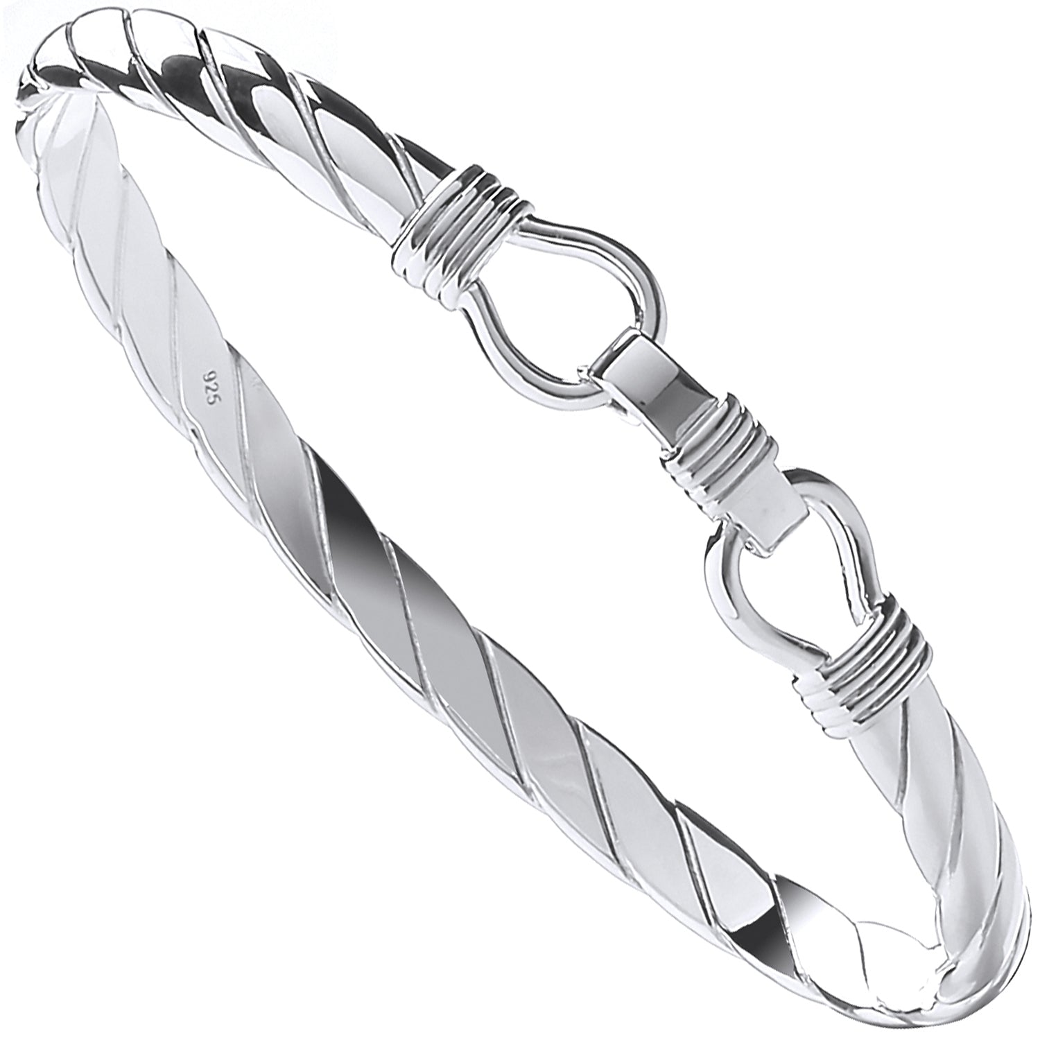 925 Sterling Silver Twist Solid Gents Bangle