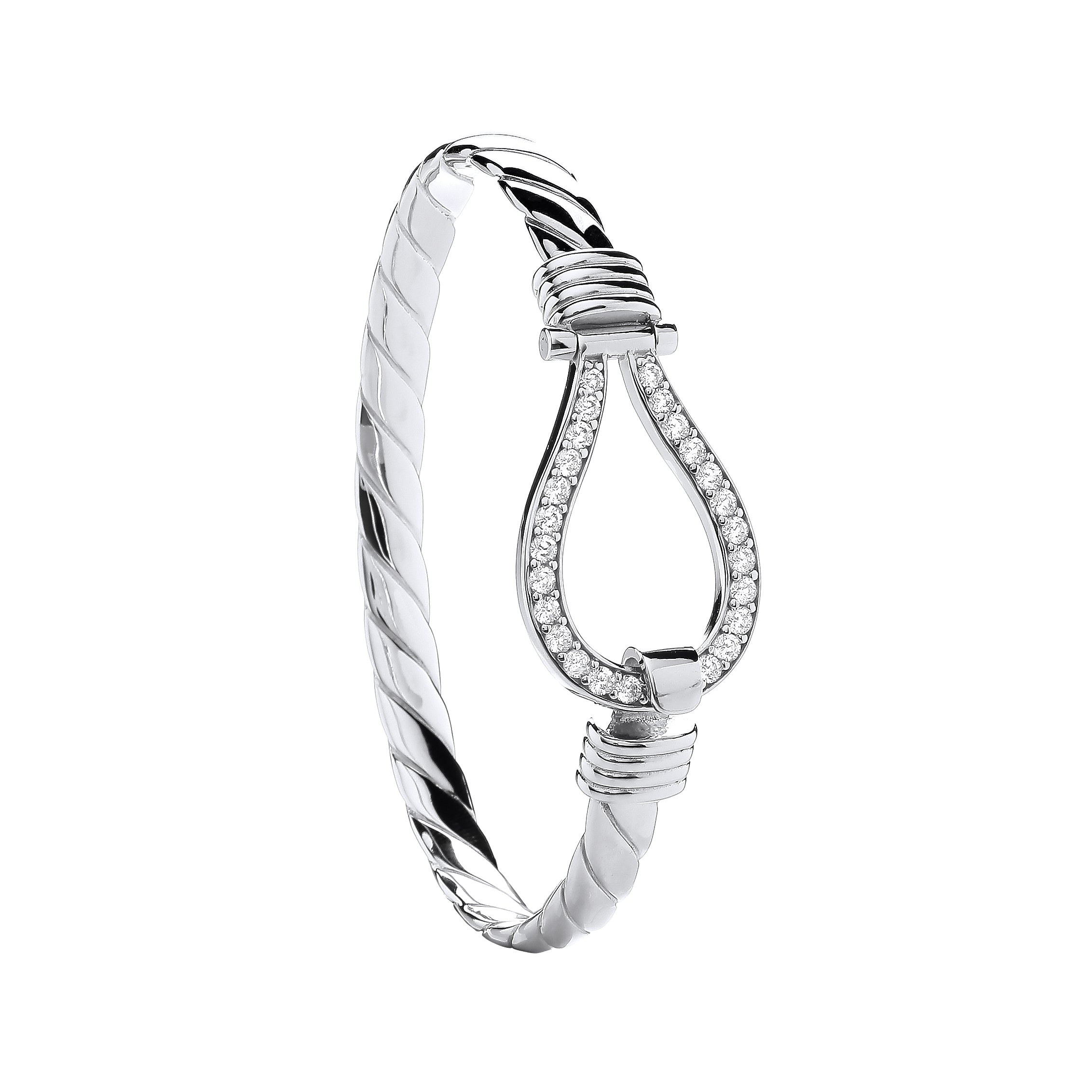 925 Sterling Silver CZ Hook Gents Bangle