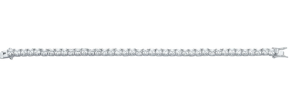 925 Sterling Silver Princess Cut 4.5mm Cz Tennis Bracelet