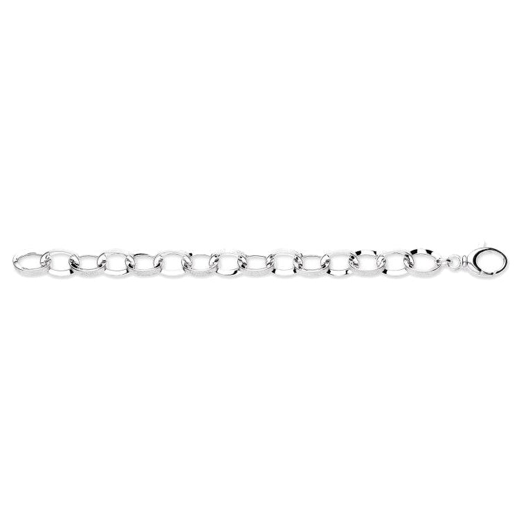 925 Sterling Silver Fancy Oval Link 7 inch Bracelet