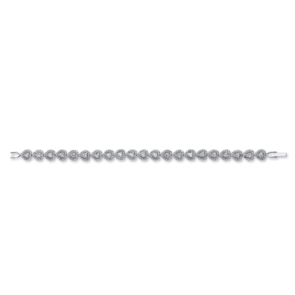 925 Sterling Silver Cz Heart Bracelet