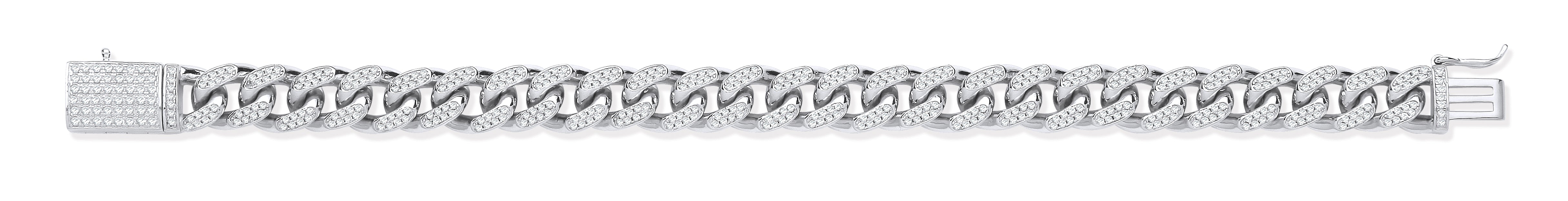 925 Sterling Silver Curb Link with CZs Bracelet