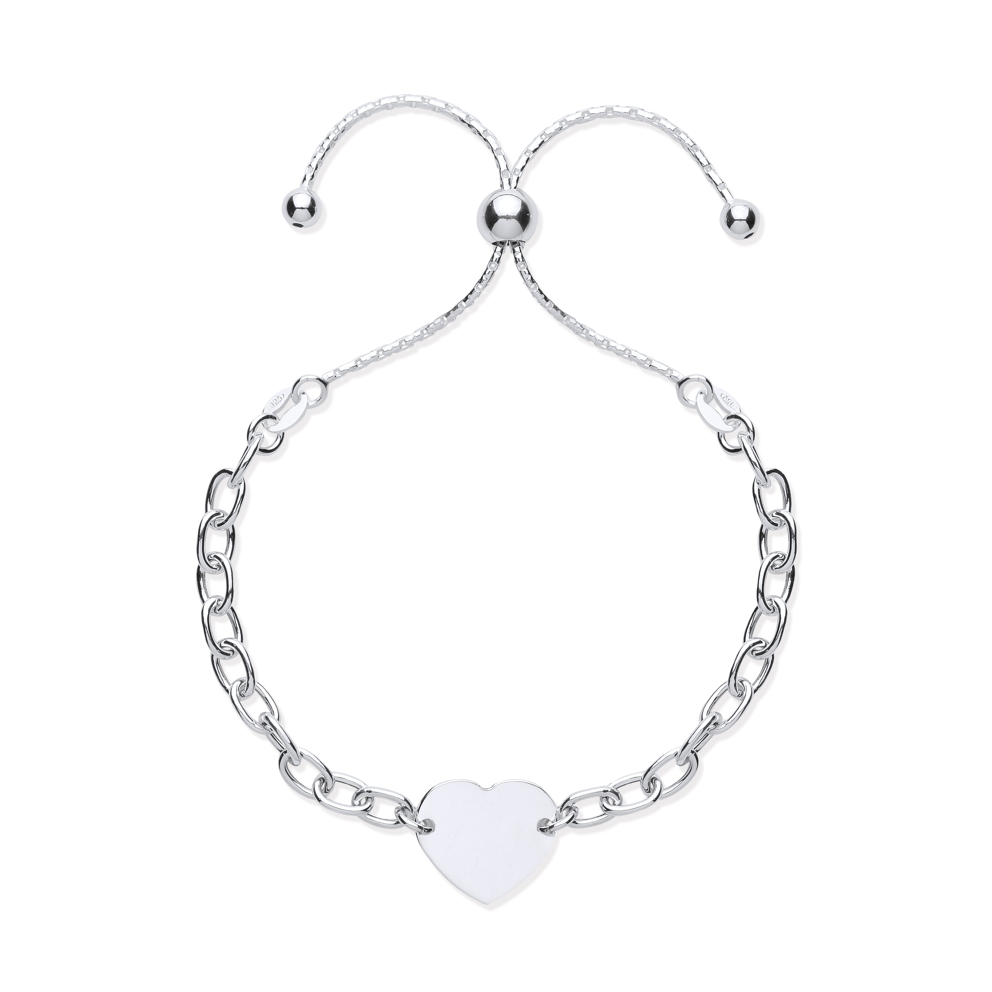 925 Sterling Silver Heart Friendship Bracelet