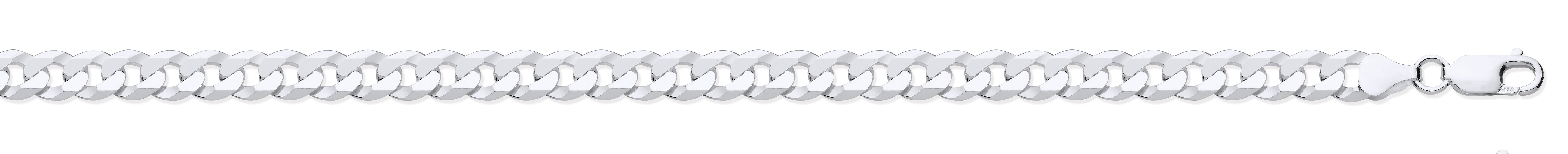 925 Sterling Silver Flat Curb Chain Bracelet (7mm Thick)