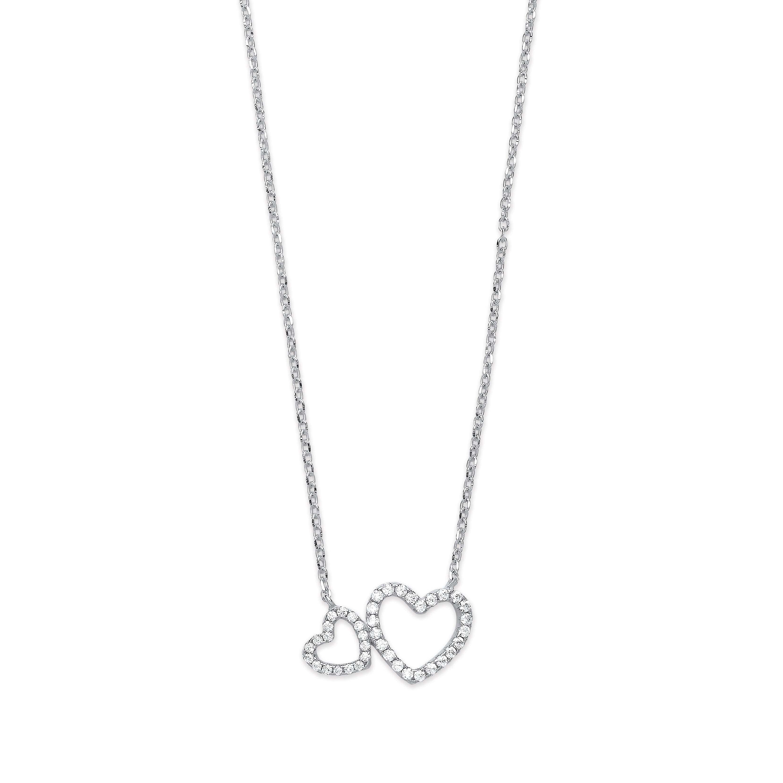 925 Sterling Silver Cubic Zirconia Heart Necklace