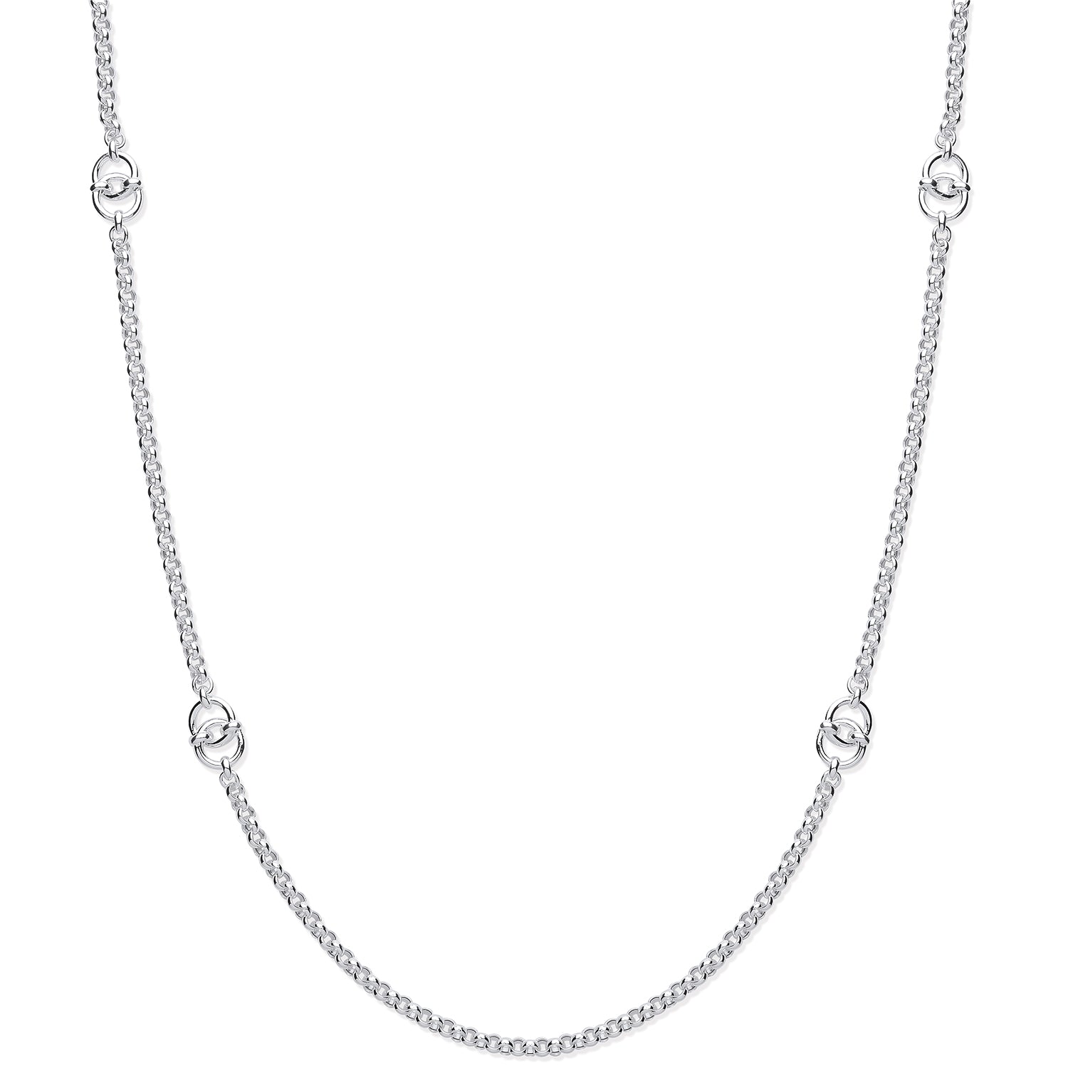 925 Sterling Silver Round Belcher 32" Chain with Interlocking Circles