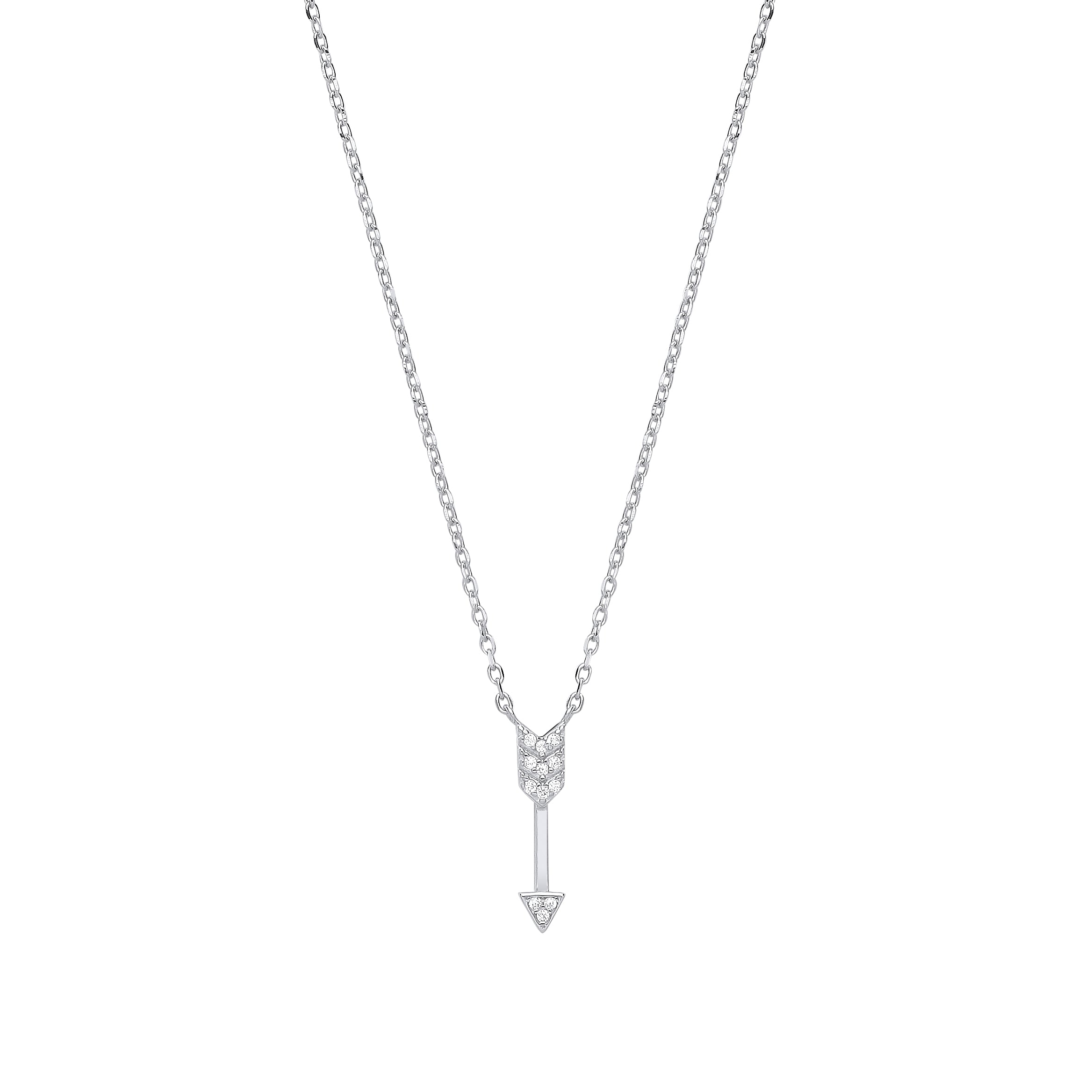 925 Sterling Silver Arrow Drop Pendant with 16" Chain