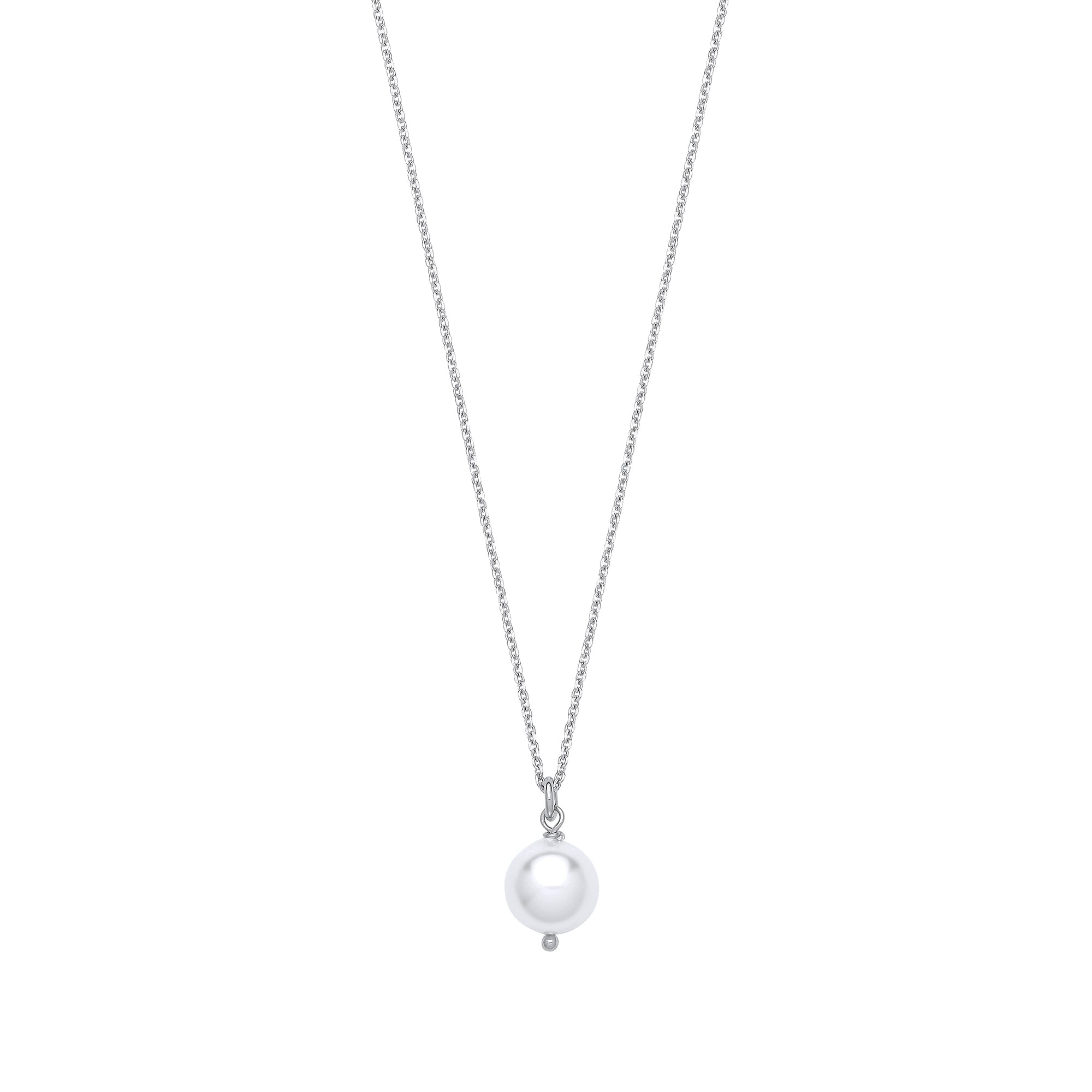 925 Sterling Silver 10mm White Pearl Necklace