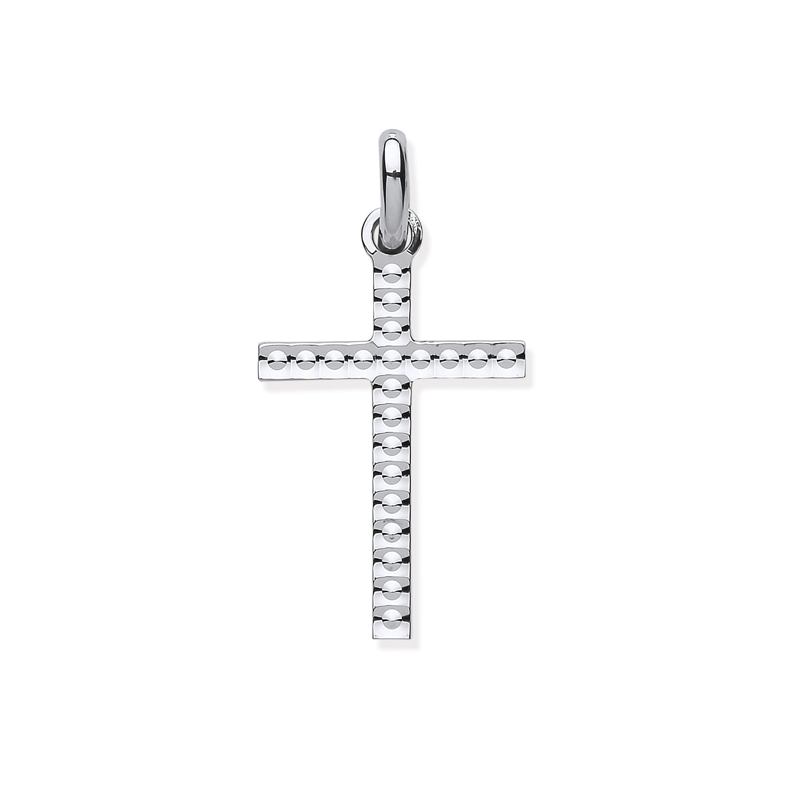 925 Sterling Silver Embossed Dots Cross Pendant with Chain