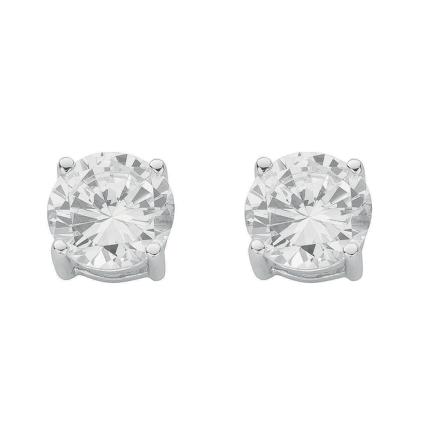 925 Sterling Silver Claw Set Cubic Zirconia 10mm Stud Earrings