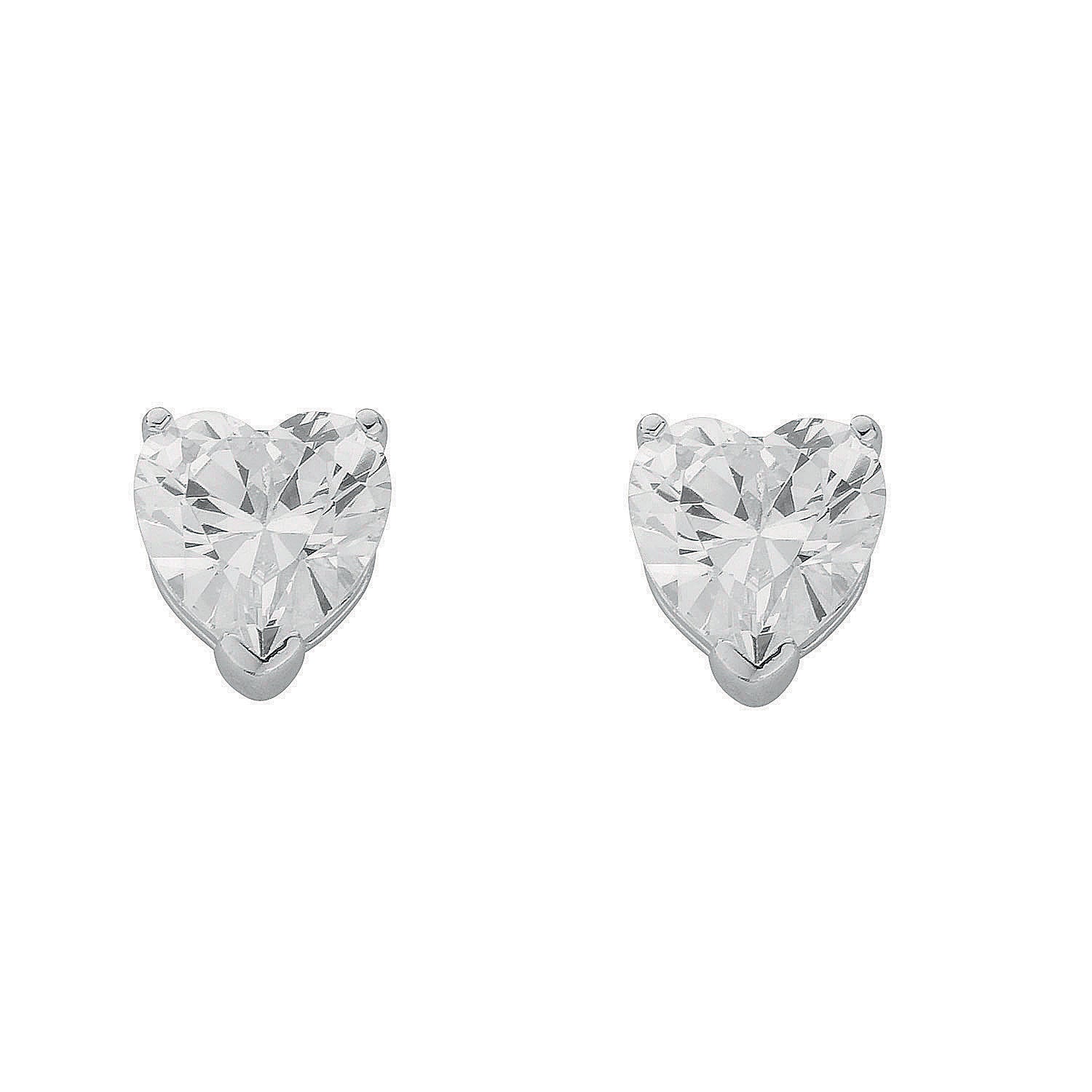 925 Sterling Silver Heart Cut Cubic Zirconia Stud Earrings