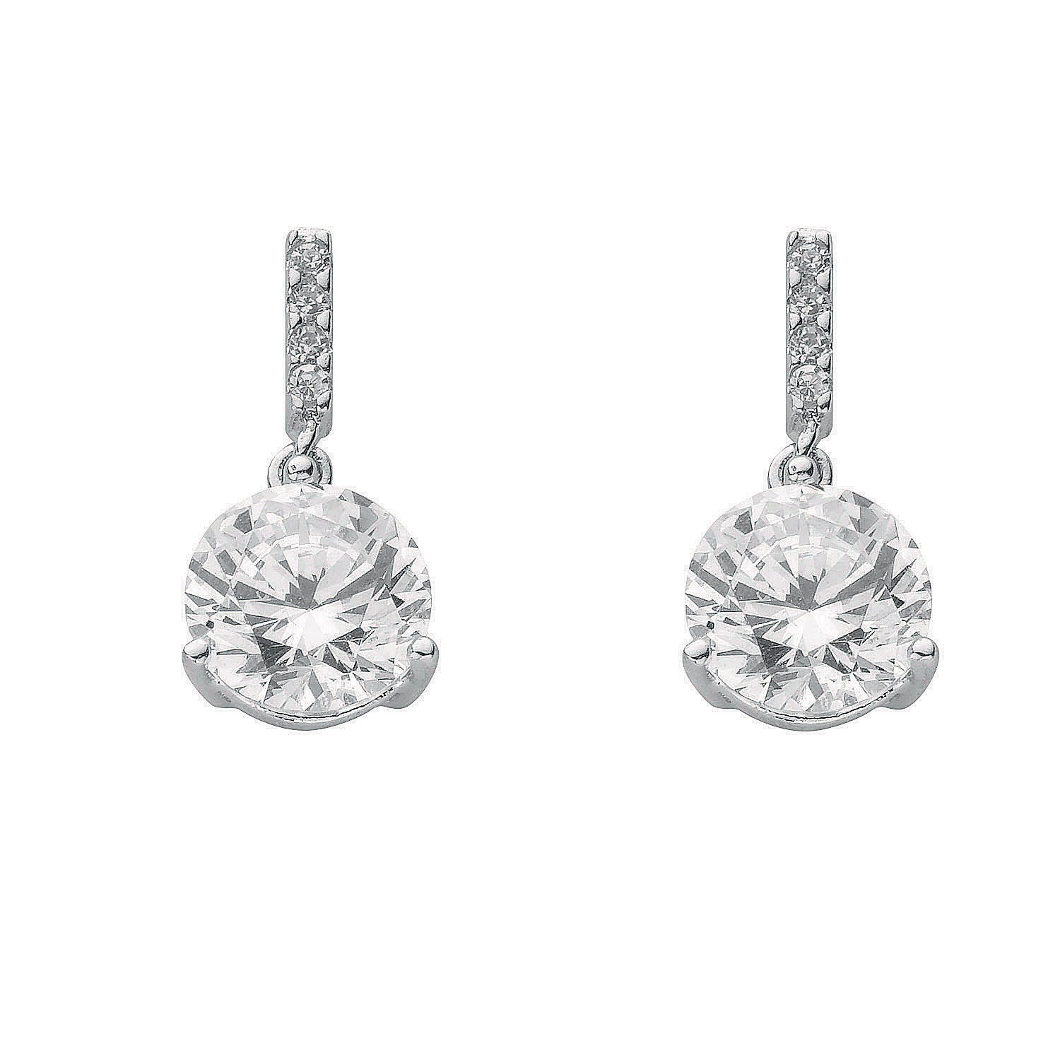 925 Sterling Silver Cubic Zirconia Drop Stud Earrings