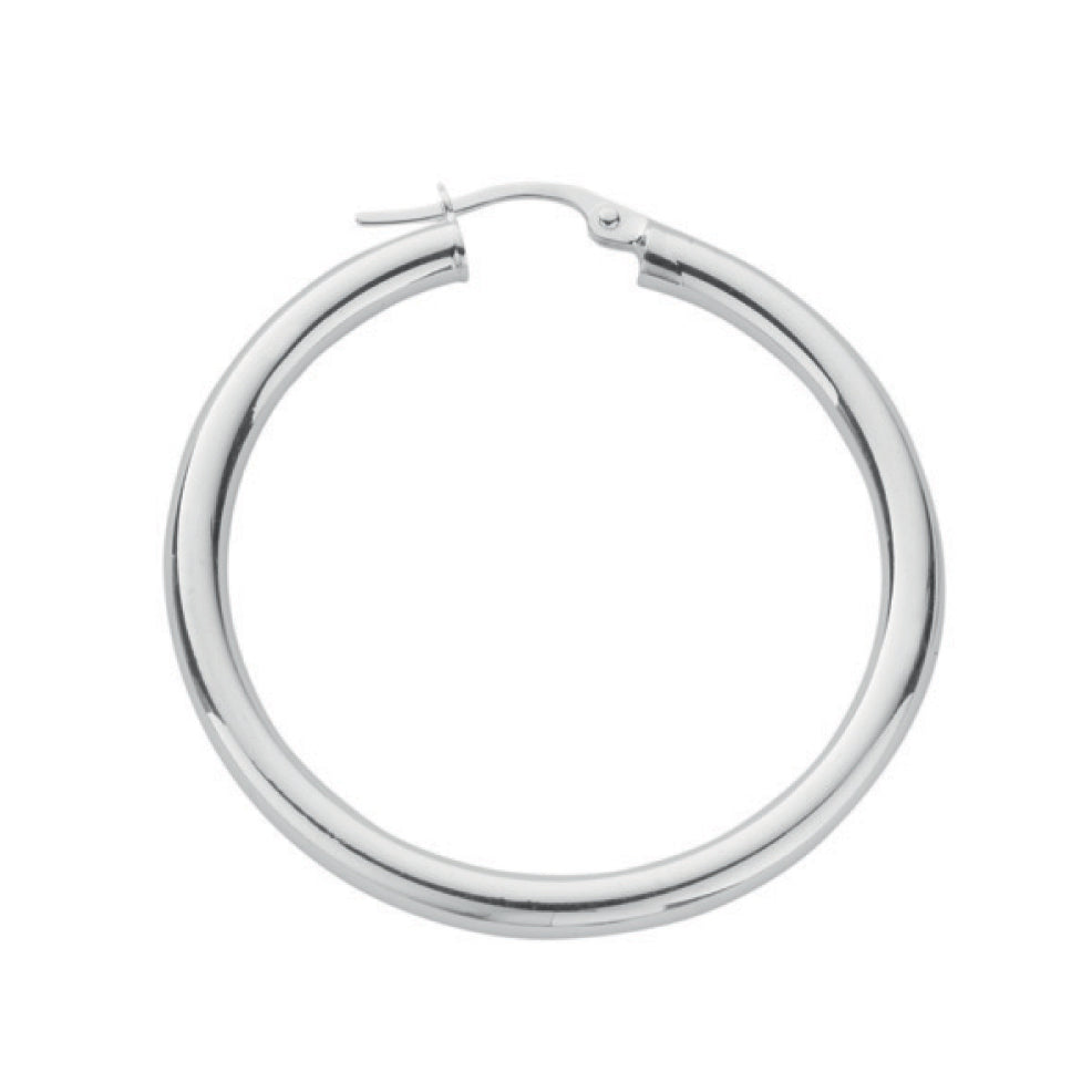 925 Sterling Silver Thick Round Hoop Earrings 36mm-65mm (3mm thick)