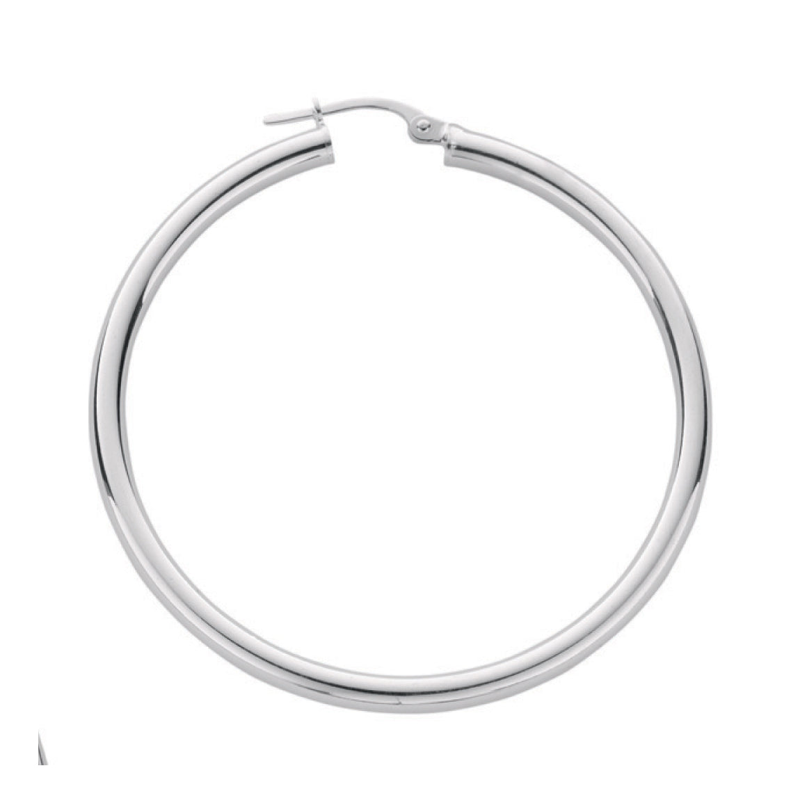 925 Sterling Silver Thick Round Hoop Earrings 36mm-65mm (3mm thick)