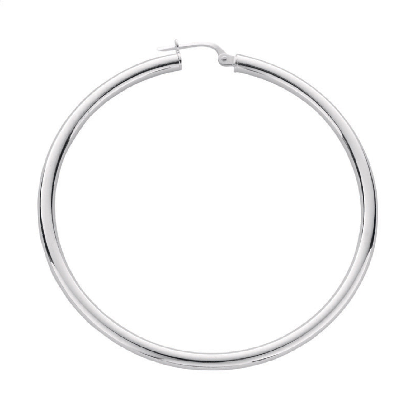 925 Sterling Silver Thick Round Hoop Earrings 36mm-65mm (3mm thick)