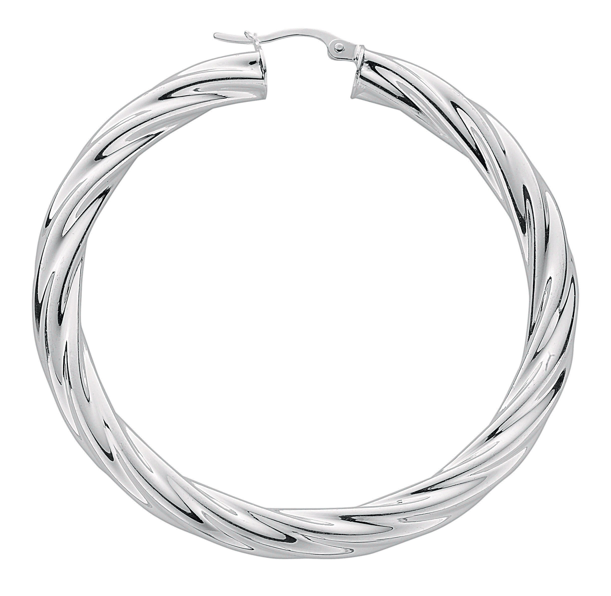 925 Sterling Silver Thick Twisted Hoop Earrings