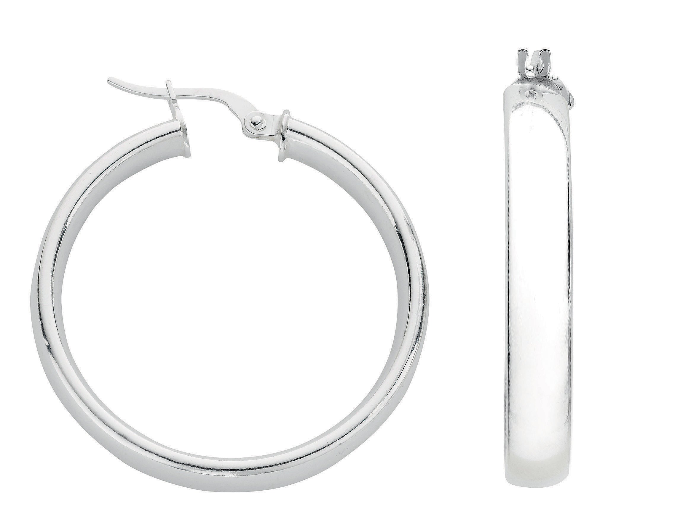 925 Sterling Silver D Shaped Hoop Earrings